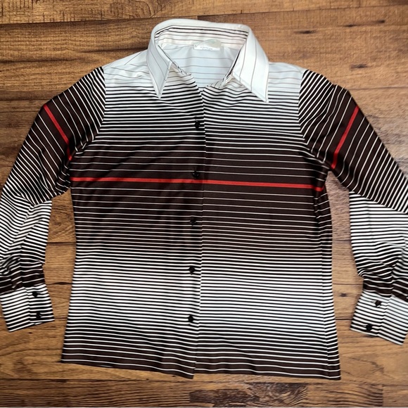 Styled by Terry Chicago • Vtg • Brown/White • Striped • Women • Large • Blouse - Picture 11 of 16